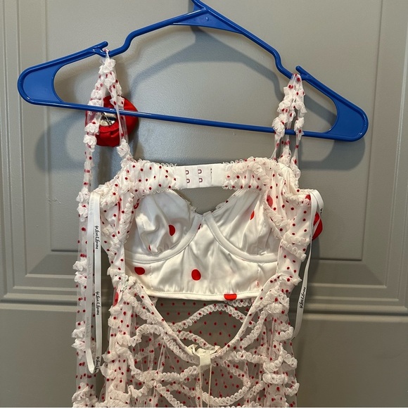 NWT For Love & Lemons Giada Sheer Polka Dot Maxi Dress - Matching Panty Size XXS - Picture 6 of 12